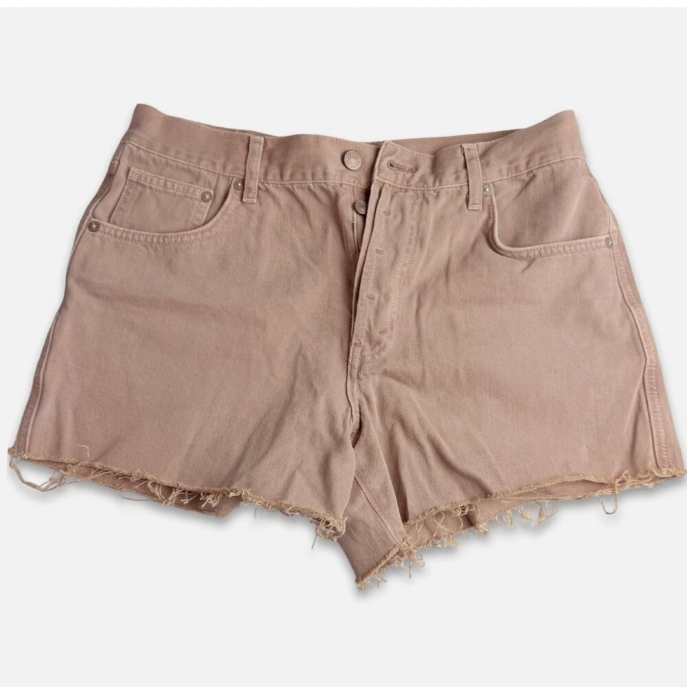 Free People We The Free Ivy Mid Rise Denim Shorts Blush Pink Size 28 Raw Hem